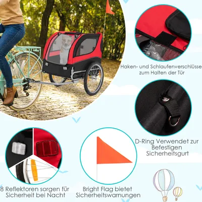 GIANTEX Fahrrad-Haustieranhänger Mit 3 Eingängen Und Reflektoren GIANTEX Fahrrad-Haustieranhänger Mit 3 Eingängen Und Reflektoren