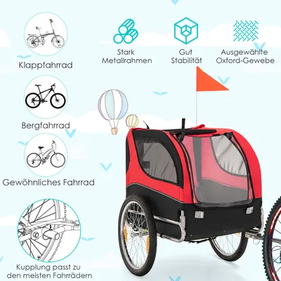 GIANTEX Fahrrad-Haustieranhänger Mit 3 Eingängen Und Reflektoren GIANTEX Fahrrad-Haustieranhänger Mit 3 Eingängen Und Reflektoren