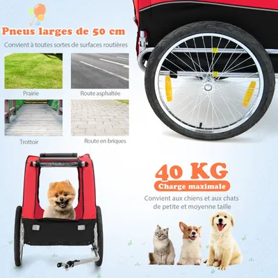 GIANTEX Remorque de Vélo pour Chien avec Drapeau, Réflecteurs à Roues