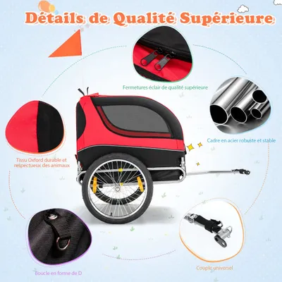 GIANTEX Remorque de Vélo pour Chien avec Drapeau, Réflecteurs à Roues