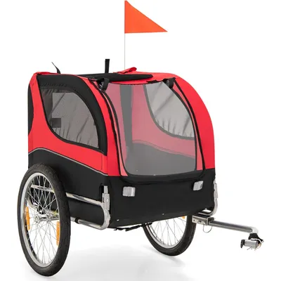GIANTEX Remorque de Vélo pour Chien avec Drapeau, Réflecteurs à Roues