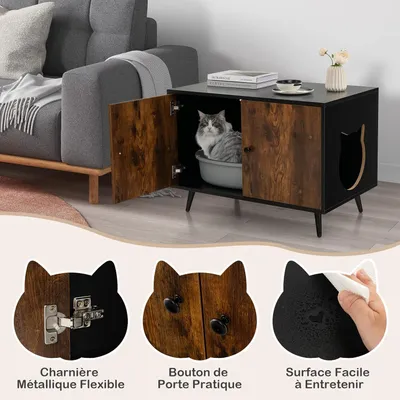 GIANTEX Maison de Toilette pour Chat, Armoire pour Chat, Style Industriel