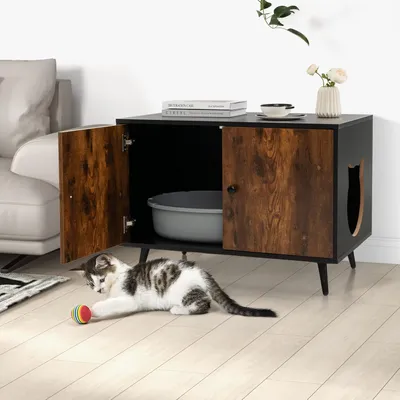 GIANTEX Maison de Toilette pour Chat, Armoire pour Chat, Style Industriel
