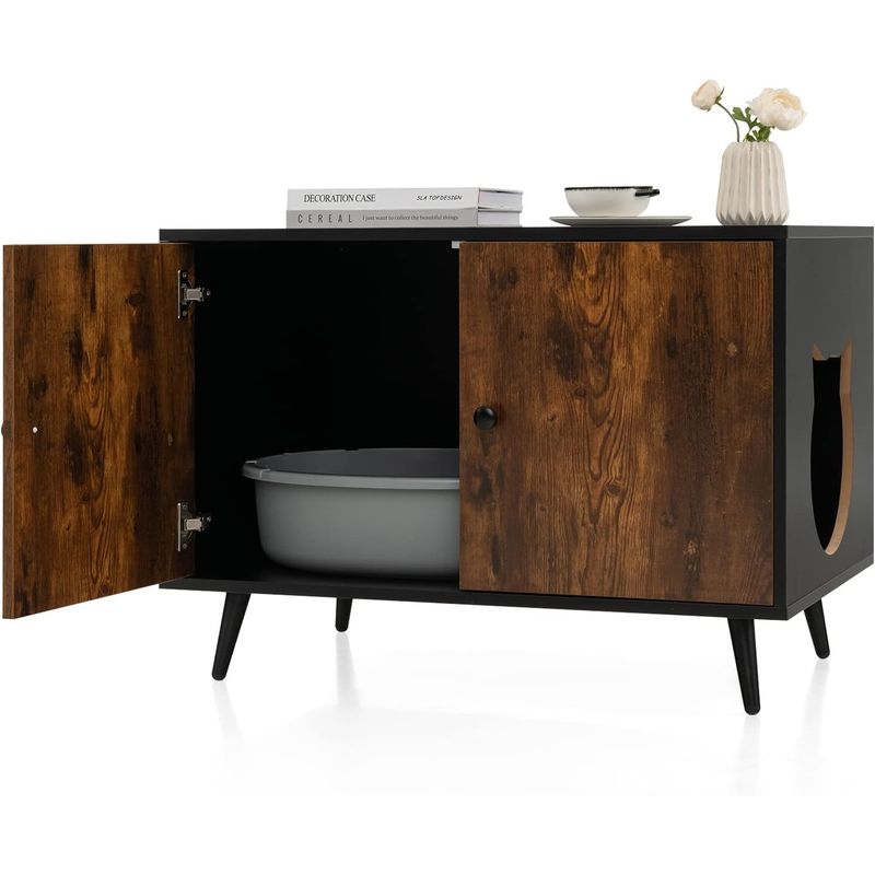 GIANTEX Maison de Toilette pour Chat, Armoire pour Chat, Style Industriel