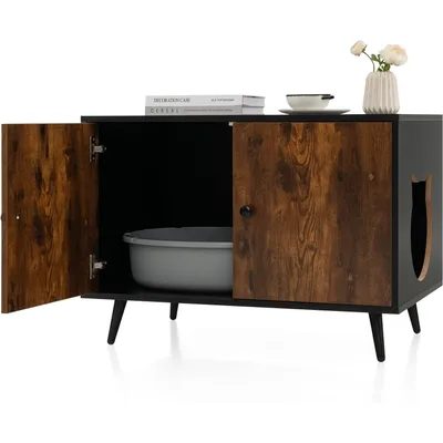 GIANTEX Maison de Toilette pour Chat, Armoire pour Chat, Style Industriel