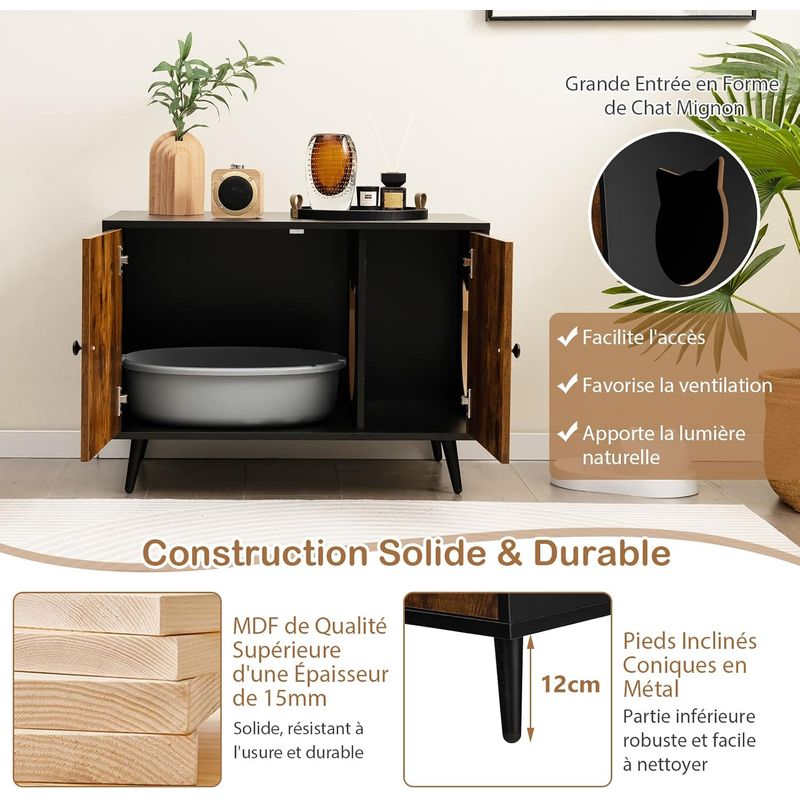 GIANTEX Maison de Toilette pour Chat, Armoire pour Chat, Style Industriel
