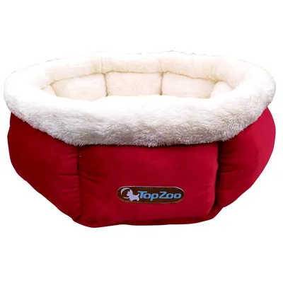 TOPZOO Corbeille pour Chat Velours Souris Rouge S40 TOPZOO Corbeille pour Chat Velours Souris Rouge S40