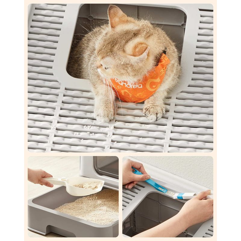 Feandrea Bac à Litière Fermé pour Chat, Pelle, Brosse, pour Grand Chat