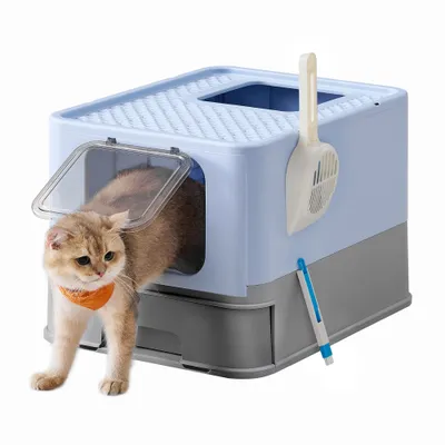 Feandrea Bac à Litière Fermé pour Chat, Pelle, Brosse, pour Grand Chat Feandrea Bac à Litière Fermé pour Chat, Pelle, Brosse, pour Grand Chat
