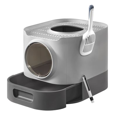 Feandrea Bac à Litière avec Couvercle, pour Chats de Tailles Différentes Gris Tourterelle et Gris Ardoise