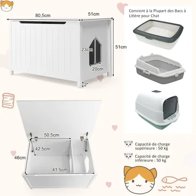 GIANTEX Maison de Toilette pour Chat avec Meuble en Bois