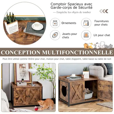 Maison de Toilette pour Chat avec Meuble Litière