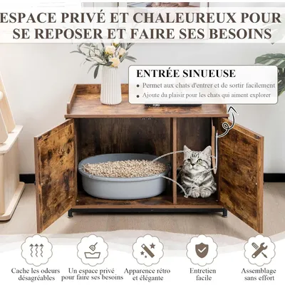 Maison de Toilette pour Chat avec Meuble Litière