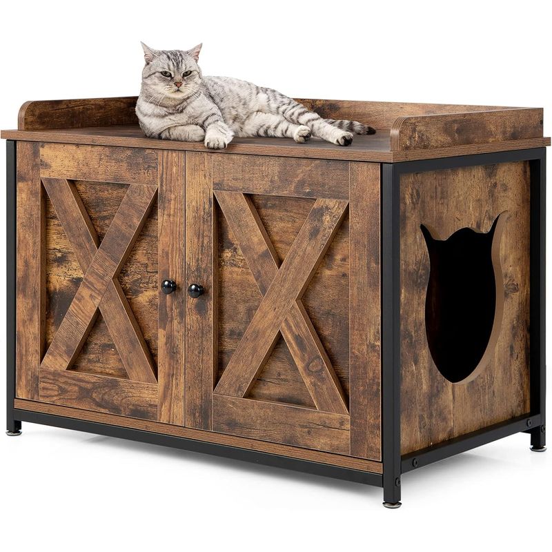 GIANTEX Katzenklo mit Katzentoilettenmöbel