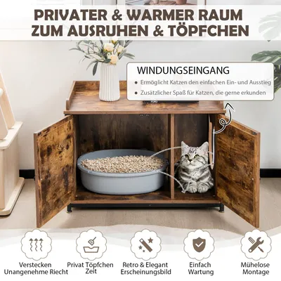 GIANTEX Katzenklo mit Katzentoilettenmöbel GIANTEX Katzenklo mit Katzentoilettenmöbel