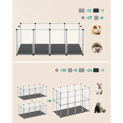 SONGMICS Enclos pour Animaux avec Plancher et Tapis Imperméable et Amovible