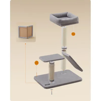 Feandrea Griffoir pour Chat avec Lit, Perchoir, Pompons