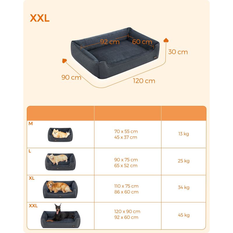 Feandrea Panier pour Chiens, Lit pour Animaux, Canapé, en Tissu Façon Lin