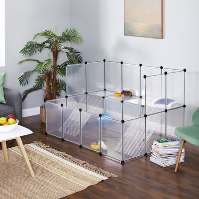 SONGMICS Parc Enclos, avec Plancher, Modulable, pour Petits Animaux