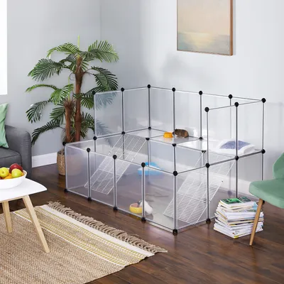 SONGMICS Parc Enclos, avec Plancher, Modulable, pour Petits Animaux
