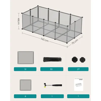 SONGMICS Parc Enclos, Cage, Clôture, avec Plancher, Intérieur