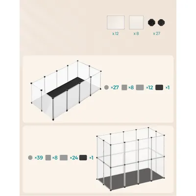 SONGMICS Enclos pour Animaux avec Plancher et Tapis Imperméable et Amovible