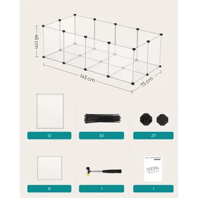 SONGMICS Parc Enclos, Cage, Clôture, avec Plancher, Intérieur