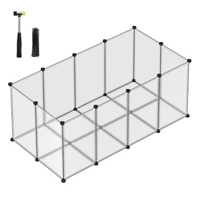 SONGMICS Parc Enclos, avec Plancher, Modulable, pour Petits Animaux 145 x 72 x 57 cm (L x l x H), Blanc