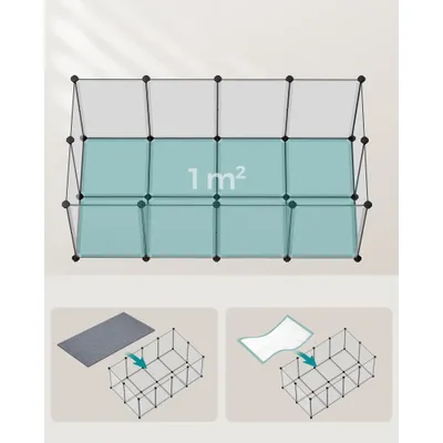 SONGMICS Parc Enclos, avec Plancher, Modulable, pour Petits Animaux