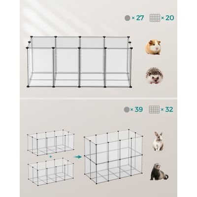 SONGMICS Parc Enclos, avec Plancher, Modulable, pour Petits Animaux