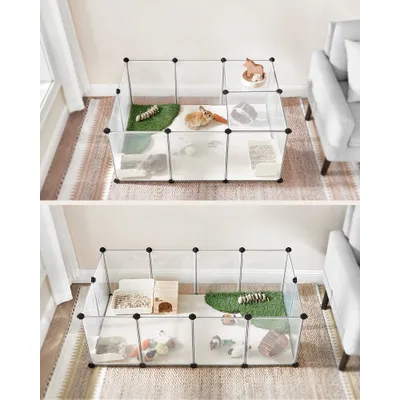 SONGMICS Parc Enclos, avec Plancher, Modulable, pour Petits Animaux