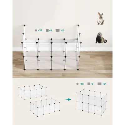 SONGMICS Parc Enclos, avec Plancher, Modulable, pour Petits Animaux