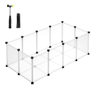 Grande Cage Pour Lapin/cochon D'Inde - 541 X 109 X 54 Cm - Fer Galvanisé - Sans Fond - 5 Portes Verrouillables - Avec Parc Intérieur
