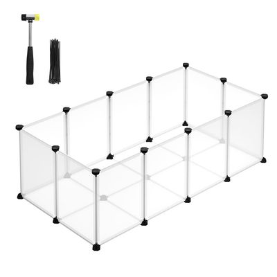 SONGMICS Parc Enclos, avec Plancher, Modulable, pour Petits Animaux 125 x 63 x 42 cm (L x l x H), Blanc