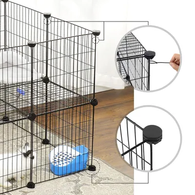 SONGMICS Clôture pour Animaux Domestiques, 2 Niveaux, Enclos Modulable