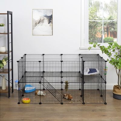 SONGMICS Clôture pour Animaux Domestiques, 2 Niveaux, Enclos Modulable