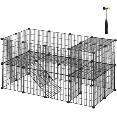 SONGMICS Clôture pour Animaux Domestiques, 2 Niveaux, Enclos Modulable