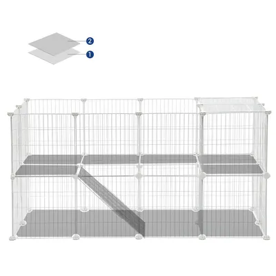 SONGMICS Clôture pour Animaux Domestiques, 2 Niveaux, Enclos Modulable
