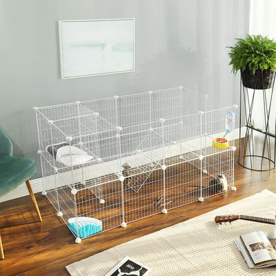 SONGMICS Clôture pour Animaux Domestiques, 2 Niveaux, Enclos Modulable