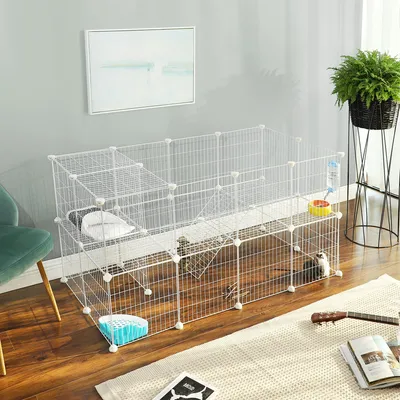 SONGMICS Clôture pour Animaux Domestiques, 2 Niveaux, Enclos Modulable