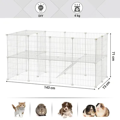 SONGMICS Clôture pour Animaux Domestiques, 2 Niveaux, Enclos Modulable