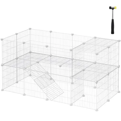 SONGMICS Clôture pour Animaux Domestiques, 2 Niveaux, Enclos Modulable