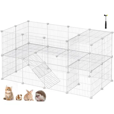 SONGMICS Clôture pour Animaux Domestiques, 2 Niveaux, Enclos Modulable