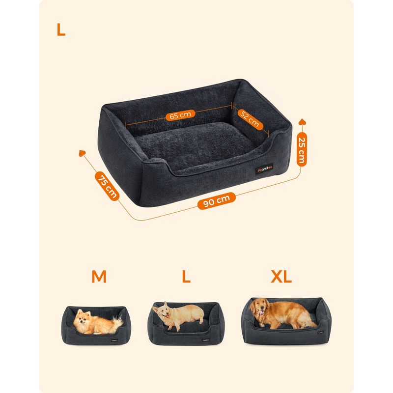 Feandrea Panier pour Chiens, Lit pour Animaux, Canapé, en Tissu Façon Lin