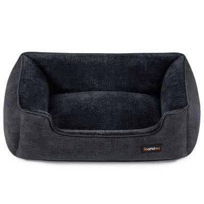 Feandrea Panier pour Chiens, Lit pour Animaux, Canapé, en Tissu Façon Lin L : 90 x 75 x 25 cm (L x l x H), Gris Foncé