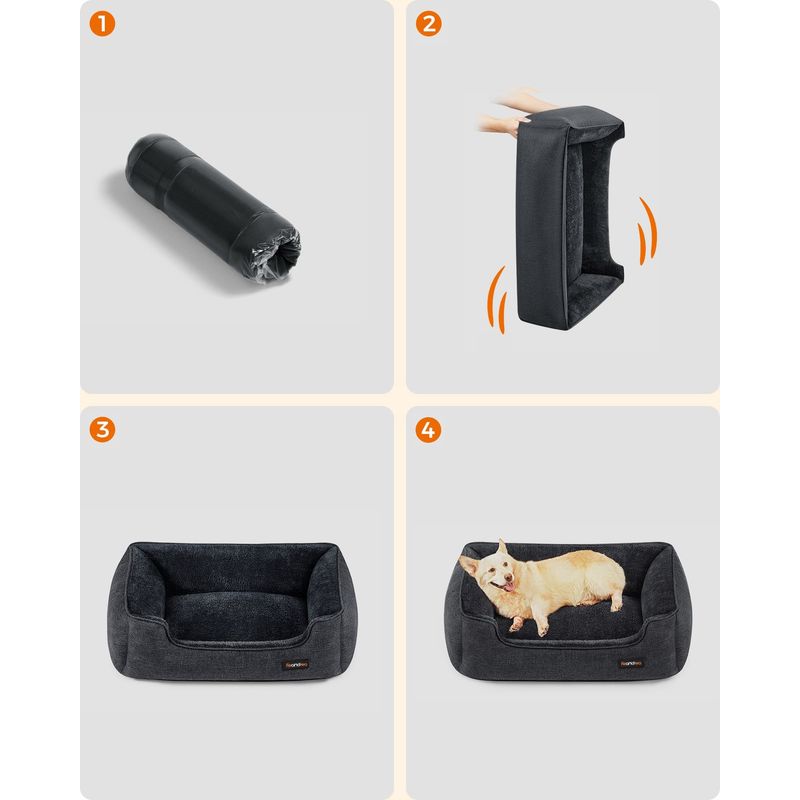 Feandrea Panier pour Chiens, Lit pour Animaux, Canapé, en Tissu Façon Lin