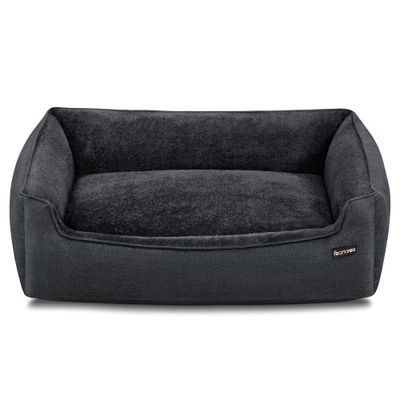 Feandrea Panier pour Chiens, Lit pour Animaux, Canapé, en Tissu Façon Lin XL : 110 x 75 x 27 cm (L x l x H), Gris Foncé