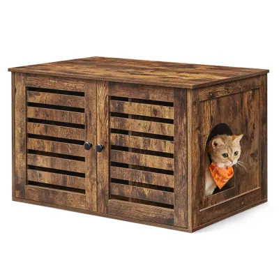 Feandrea Maison de Toilettes pour Chats, portes persiennes