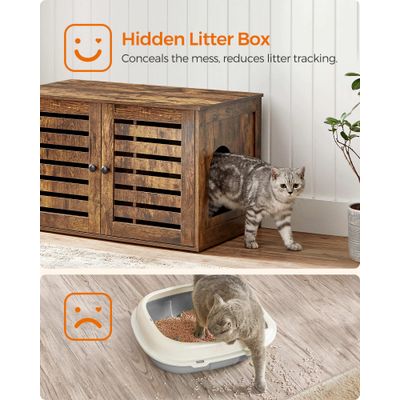 Feandrea Maison de Toilettes pour Chats, portes persiennes