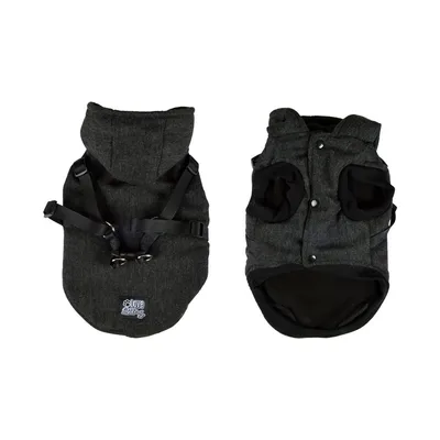 Love Story Manteau chien Tweed - capuche, harnais avec doublure polaire